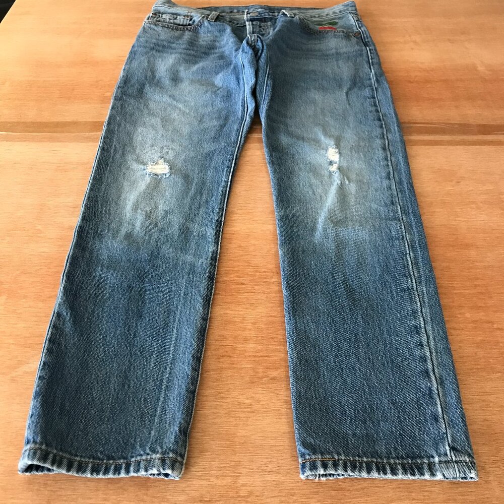Levi's 501CT Jeans Men 34x27 Blue Low Rise Distressed Button Fly Medium Wash
